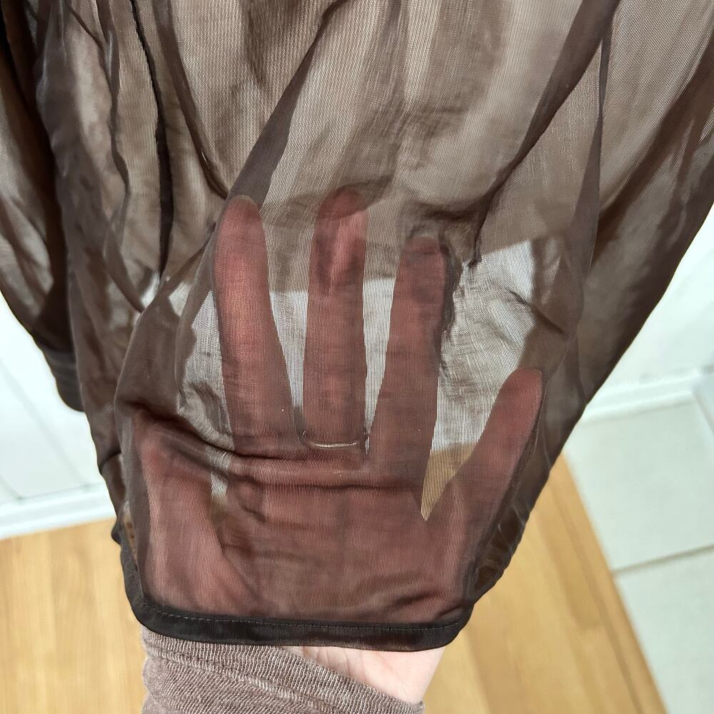 Janet Howard Sheer Brown Mesh Blouse Goth Grunge Minimalist Layering Top Size L - Picture 3 of 9